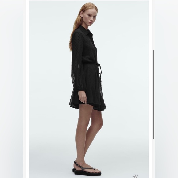 NWT Zara black Swiss dot mini dress - Picture 2 of 5